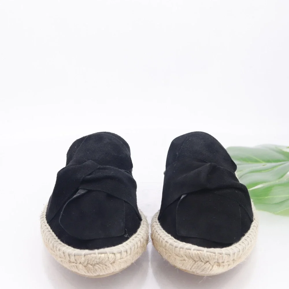 Saks Fifth Avenue Shoes Womens Mule Size 8.5 Black Espadrille Flat Slide Slip On